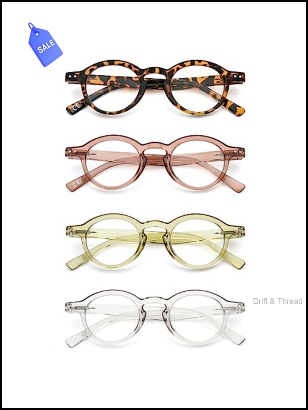 4-Pack Round Reading Glasses Comfortable Stylish Frame for Women